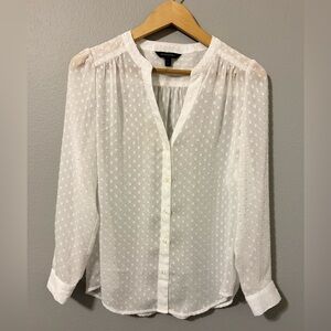 Banana Republic White Swiss Dot Blouse Size Small